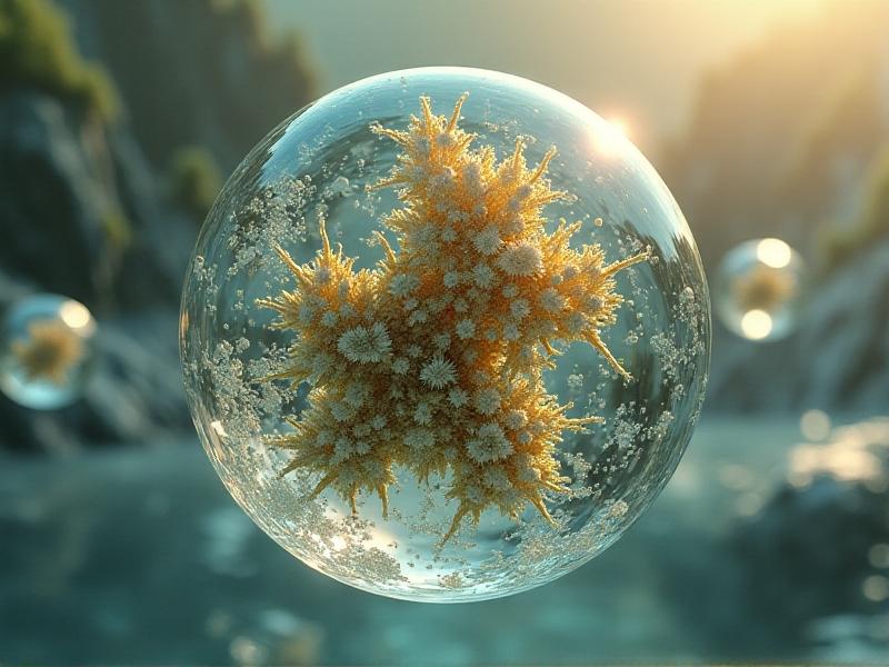 A highly magnified illustration of mineral particles suspended in water, showcasing diverse geometric shapes in earthy tones against a liquid backdrop. The microscopic view highlights the dissolved solids that contribute to TDS measurements.