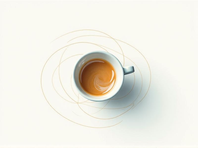 A scientific illustration showing vectors and velocity curves of milk pouring into espresso, with labels highlighting terms like 'laminar flow,' 'vortex formation,' and 'surface tension.' The style is minimalist with a white background, teal and gold accents, and digital arrows representing motion paths.