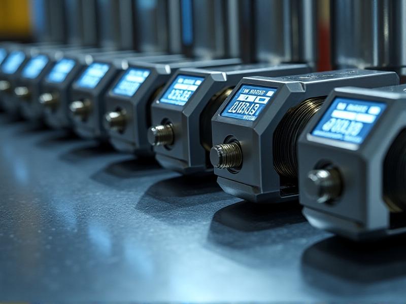 A high-resolution photo of a modular brewing water system with labeled parts: stainless steel filtration units, digital conductivity sensors, and mineral dosing pumps arranged on a polished steel countertop under neutral studio lighting.